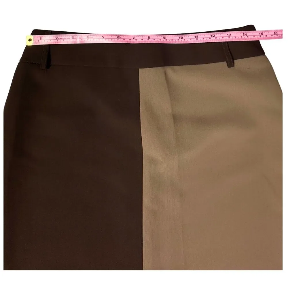 La Gazzetta Long Skirt Womens Lined‎ Zip Slit Belt Loop Sz 8 Brown/Olive Classic